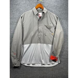 Western Rise Men's L Performance Button Down Shirt Grey Travel Hiking Technical